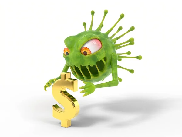 Corona Virus Monster Attacks Dollar Sign Suitable Covid Corona Other — Stock Photo, Image