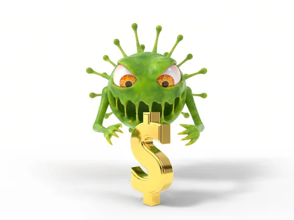 Corona Virus Monster Attacks Dollar Sign Suitable Covid Corona Other — Stock Photo, Image