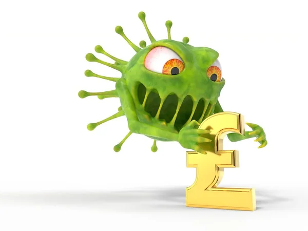 Corona Virus Monster Attacker För Att Dunka Tecken Lämplig För — Stockfoto