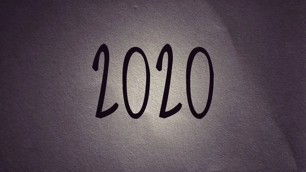 Feliz Ano Novo 2020 Texto Escrito Fundo Cinza Escuro — Fotografia de Stock