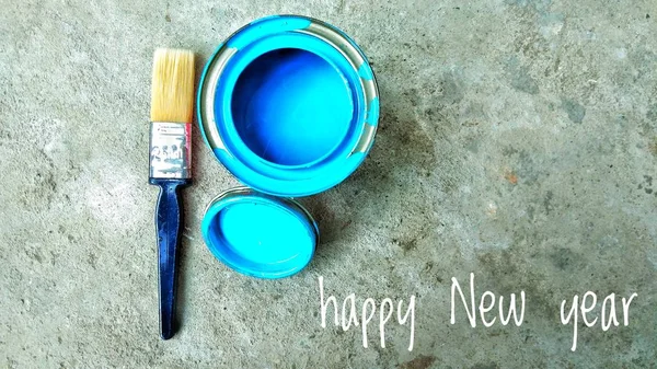 Feliz Año Nuevo 2020 Con Pincel Pintura Color Azul Nueva —  Fotos de Stock