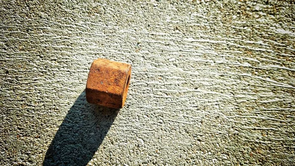 Vintage Rusty Nut Bolt Rough Concrete Floor Texture Background — Stock Photo, Image