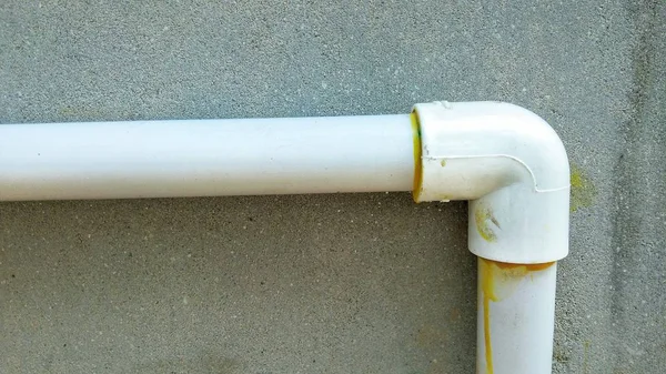 Using Elbow Change Direction Pvc Pipe Fittings Water Pipeline Attachin — 스톡 사진