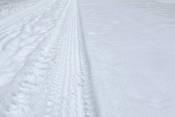 Pista Carro Neve Branca Pura — Fotografia de Stock