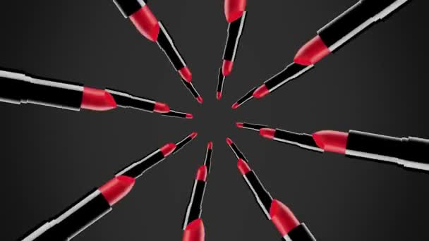 Lipstick Rotating Motion Art Changing Colors Make Trends Loop — Stock Video