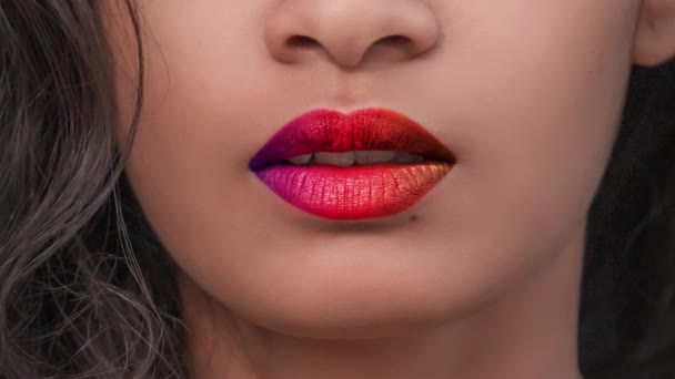 Labios Cambiando Colores Inventar Tendencias Bucle — Vídeo de stock