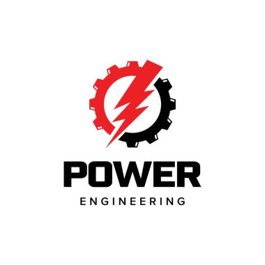 Sanayi tipi güç logosu. Güç ve enerji için markalaşma, elektrik, endüstriyel iş, imalat, mühendislik vs. İzole logo vektör ilhamı. Grafik Tasarımları