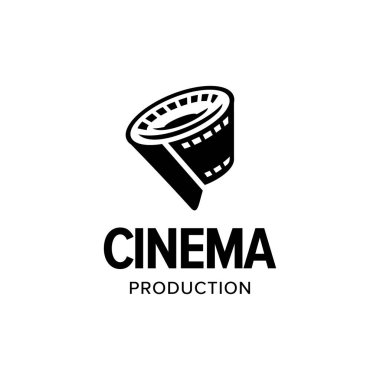 Film şeridi logosu simgesi. Web sitesi, film yapımcısı, film yapımcısı, kameraman, video editörü, yapım evi, sinema, sinematografi vb. İzole grafik tasarımlar ilham verir