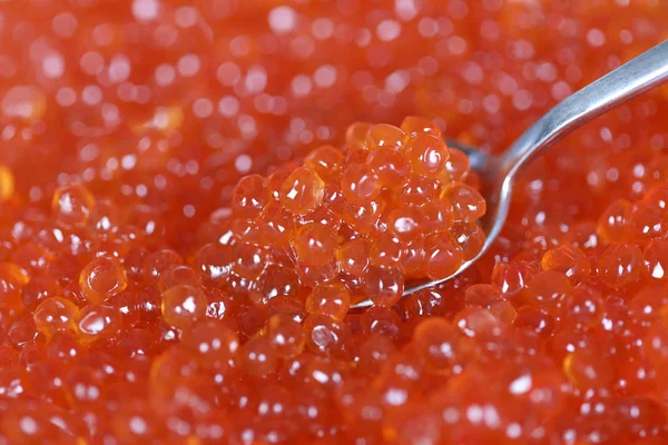 Red Caviar Spoon Stock Photo