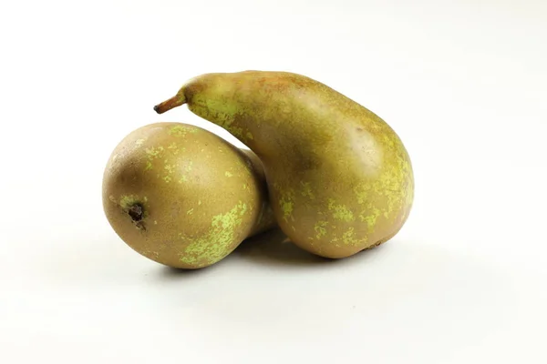 Two Green Pears White Background Union Two — 스톡 사진