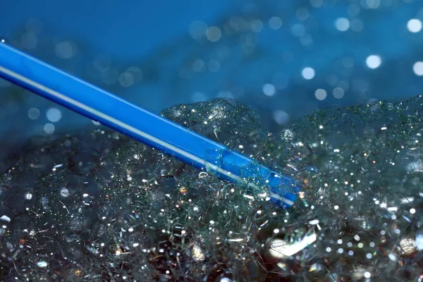 Abstrakte Hintergrund Wasserschaum Auf Blau Dass Seifenblasen — Stockfoto