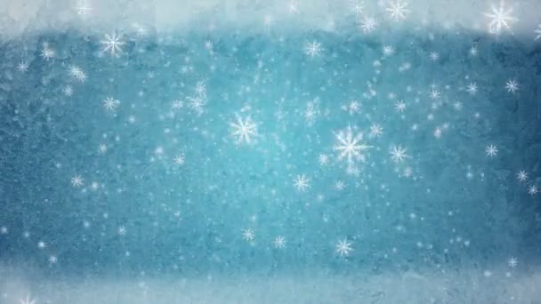 Schnee fallen Eis Hintergrund blau — Stockvideo