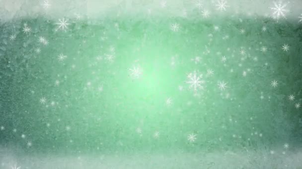 Snow fall ijs achtergrond groen — Stockvideo