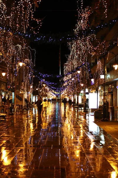 New year street in Skopje Macedonia — Stock Photo, Image