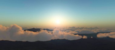 bulutlar günbatımı üzerinde uçmak