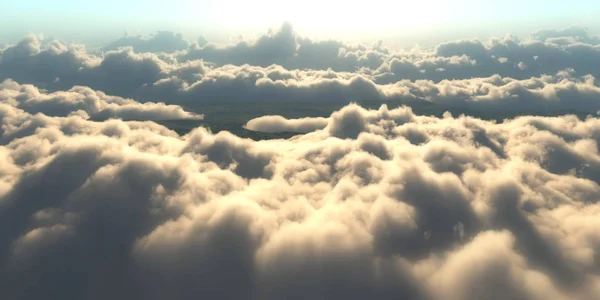Flyga över molnen sunset — Stockfoto