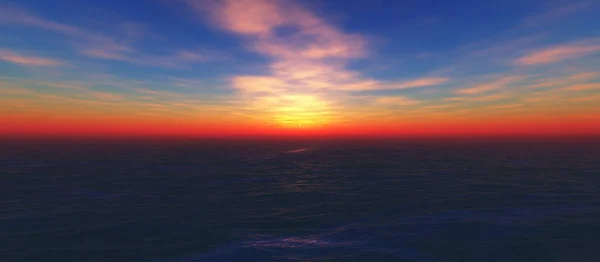 Δύση του ηλίου σύννεφα στον ωκεανό — Φωτογραφία Αρχείου