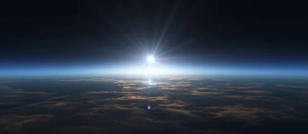 Planeta nascer do sol do espaço — Fotografia de Stock