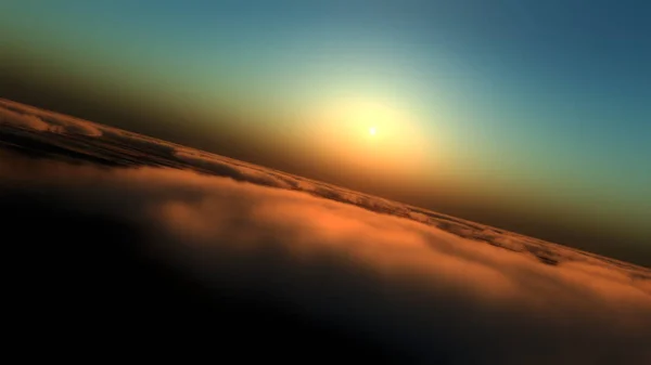 Bulutlar günbatımı sinek — Stok fotoğraf