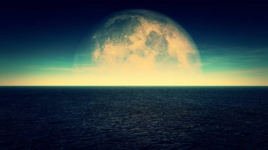 Okyanus ve ay tam gün