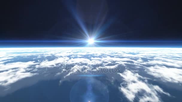 Пролетать над облаками над космосом — стоковое видео