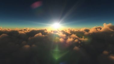 Bulutların üzerinde gündoğumu