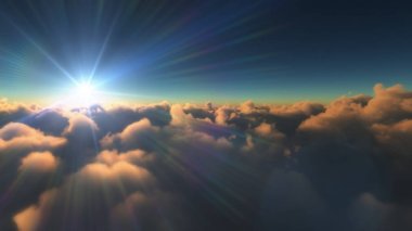 Bulutların üzerinde gündoğumu