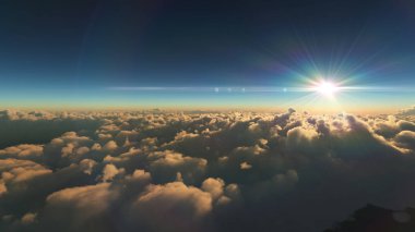 Bulutların üzerinde gündoğumu