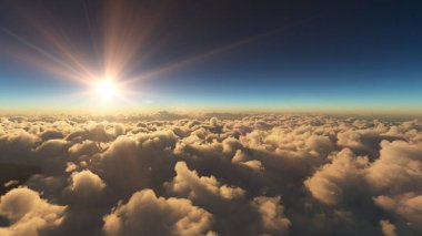 Bulutların üzerinde gündoğumu
