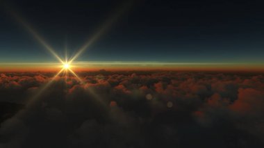 Bulutların üzerinde gündoğumu