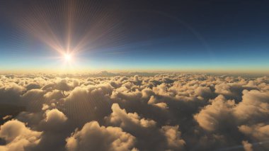Bulutların üzerinde gündoğumu