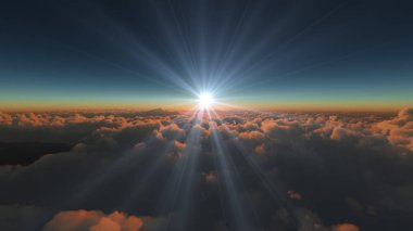 Bulutların üzerinde gündoğumu