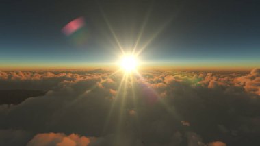 Bulutların üzerinde gündoğumu