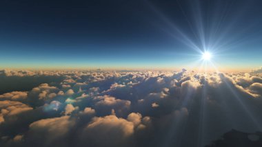 Bulutların üzerinde gündoğumu