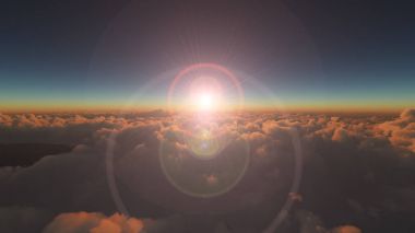 Bulutların üzerinde gündoğumu