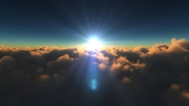 Bulutların üzerinde gündoğumu