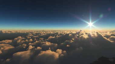 Bulutların üzerinde gündoğumu