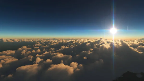 Wschód słońca nad w chmurach — Zdjęcie stockowe