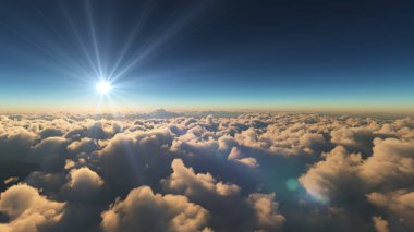 Bulutların üzerinde gündoğumu