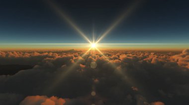 Bulutların üzerinde gündoğumu