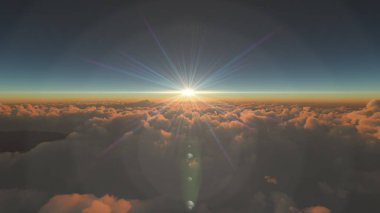 Bulutların üzerinde gündoğumu