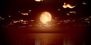 okyanus dolunay bulutlar