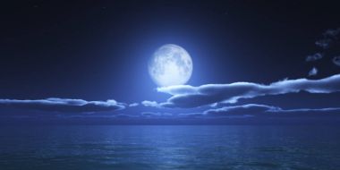 ocean full moon clouds clipart
