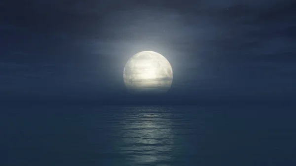 Ocean full moon clouds — Stock Photo, Image