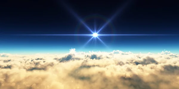 Tramonto del pianeta sopra le nuvole — Foto Stock