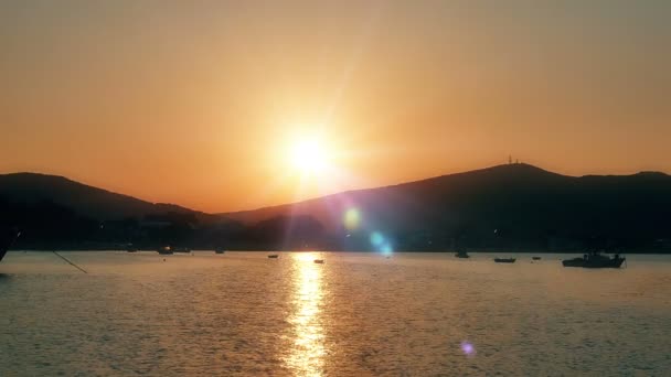 Pequeño puerto puesta de sol 4k — Vídeos de Stock