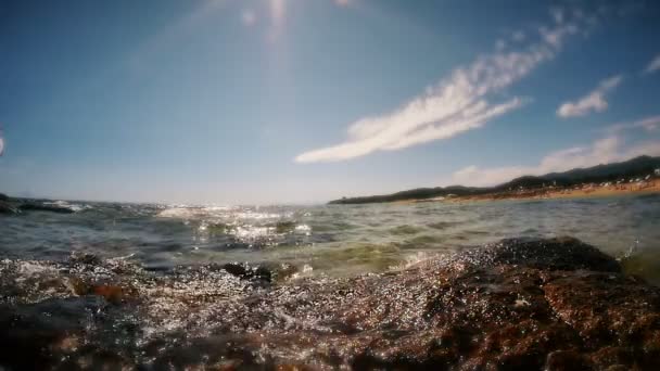 Clear sea wave slow motion — Stock Video