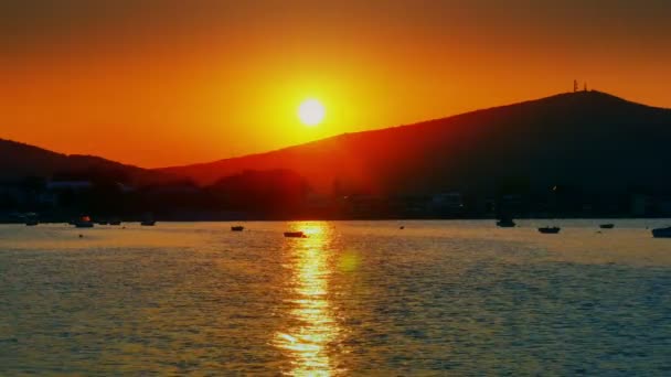 Kleiner Hafen Sonnenuntergang 4k — Stockvideo