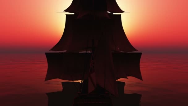 Old ship sunset 4k — Stock Video