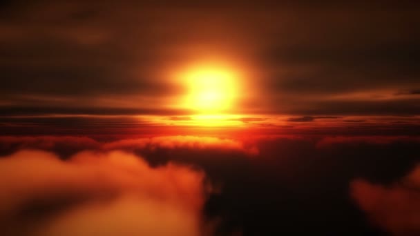 Volar Puesta Sol Sobre Las Nubes — Vídeo de stock